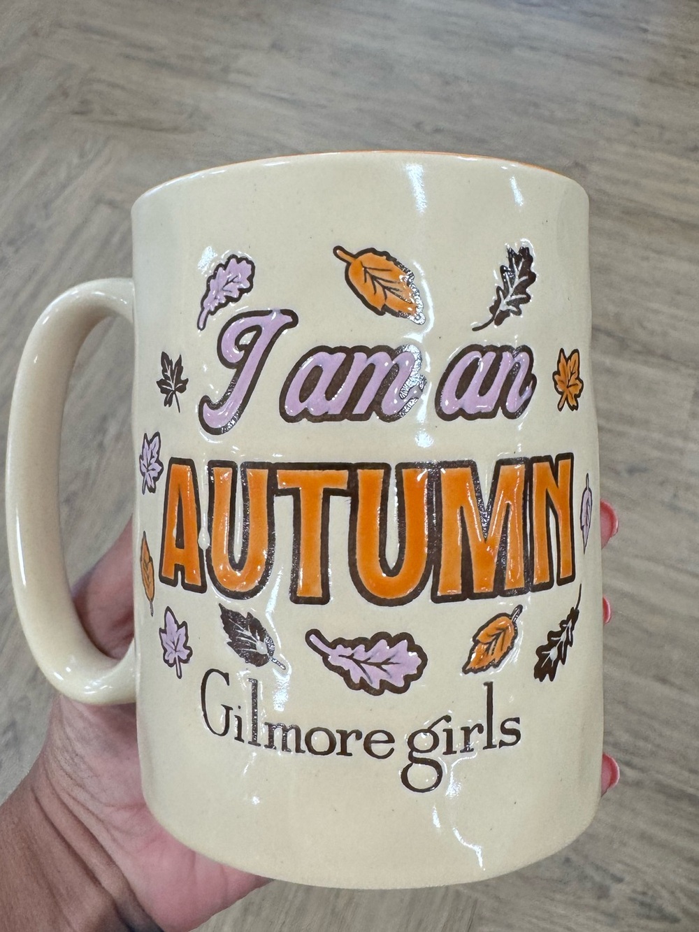 I am an AUTUMN Gilmore Girls Ceramic Mug - Cream with Orange & Purple Accents